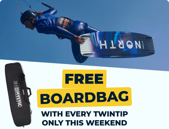 Score a free boardbag with every twintip this weekend!